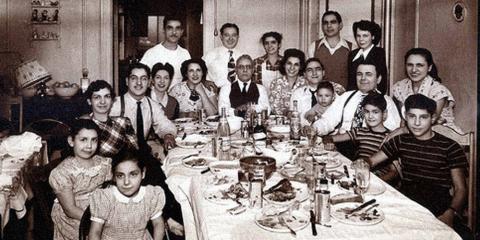 Italian-American family table circa 1960