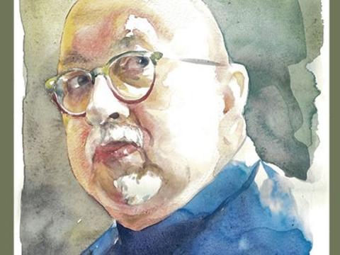 Daniel Pinkwater watercolor portrait