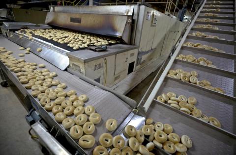 Bagel assembly line industrial production