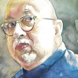 Daniel Pinkwater watercolor portrait