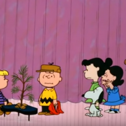 tv cbc charlie brown tree stage piano